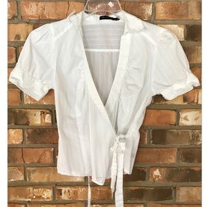 The Limited Women’s White V-Neck Open Tie Front Top